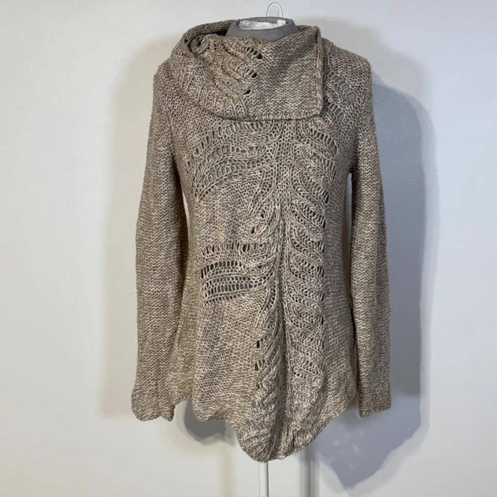 Anthropologie Moth Turtleneck Sweater Brown Beige Women’s Small Alpaca Blend - Picture 3 of 15